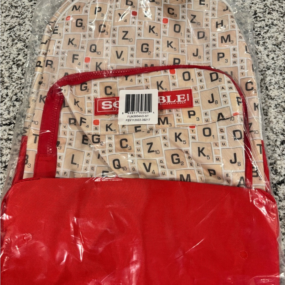 SCRABBLE Red and Beige Backpack
